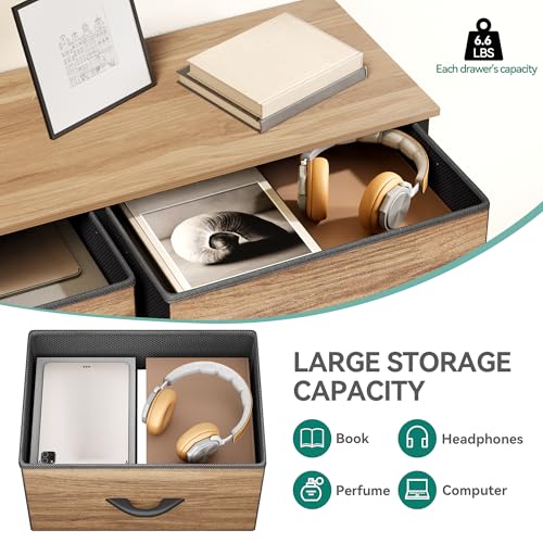 YITAHOME Dresser with 8 Drawers - Fabric Storage Tower, Organizer Unit for Living Room, Hallway, Closets - Sturdy Steel Frame, Wooden Top & Easy Pull Fabric Bins, Burlywood Grain - color: Burlywood Grain, style: 8-Drawer