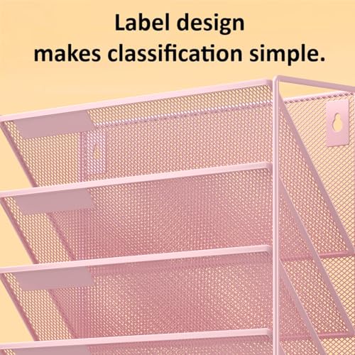 Kuntine.B 6-Tier Wall File Organizer Hanging File Organizer Cubicle Organizer Wall File Holder for Office Home (Pink, 6 Tier) - color: Pink, size: 6 Tier & No Hangers