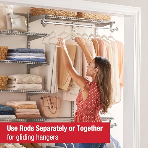 Rubbermaid Configurations Deluxe Custom Closet Kit, 3-6 Ft. Adjustable Metal Wire Shelving, Titanium Finish, Expandable Organization System, Hardware Included, for Home Closet/Pantry/Laundry/Mudroom - color: Titanium, size: 3-6 Feet