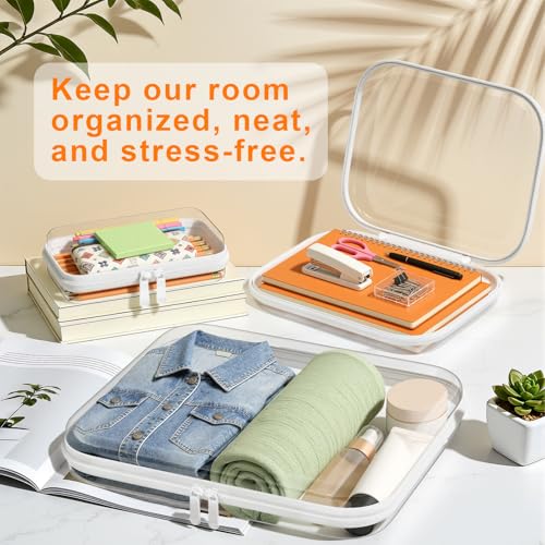 3PCS Clear Hard Shell Zipper Case,Toy Organizers and Storage Box,Clear Toiletry Cosmetic Case,Travel Makeup Bags,Diaper Bag Organizer,Pencil Case,Large Stackable Portable Zipper Pouches 13.8*11.8*2 IN - size: L