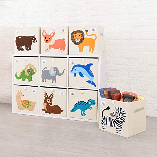 CLCROBD Foldable Animal Cube Storage Bins Fabric Toy Box/Chest/Organizer for Toddler/Kids Nursery, Playroom, 13 inch (Dino T-Rex) - color: Dino T-Rex