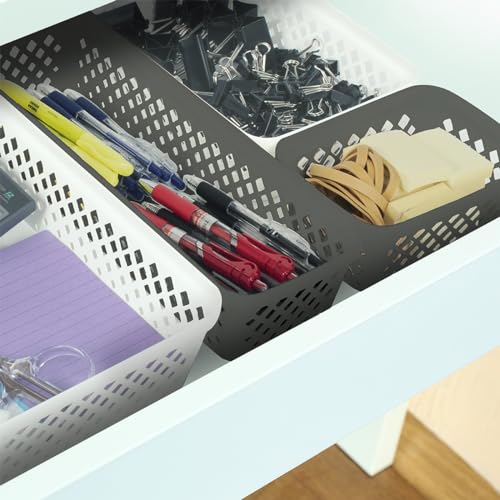 Glad Plastic Storage Basket Set - Multipurpose Drawer Trays, Kitchen Pantry Containers, and Bathroom Bins - 9 Pack Small Organizers, Grey - color: Grey, size: Small