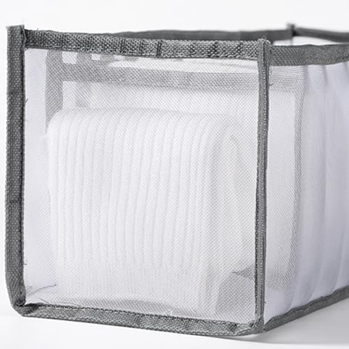 7-Compartment Underwear Storage Box, Foldable Closet Organizer for Bras, Socks, and Accessories, Space-Saving Design, Grey - color: Grey, size: 1.7X1.7X5.7inch
