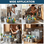 Wesiti 6 Pcs Cleaning Caddy with Handle Large Plastic Housekeeping Shower Basket Cleaning Supplies Organizer for Spray Bottles Brush Home Bathroom Office (Gray) - color: Gray