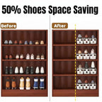 Noamus 24 Packs Shoe Slots Organizer, Adjustable 4 Level Shoe Stacker, Double Layer Stack Shoe Holder, White Plastic Shoes Space Saver, Thickening Shoe Rack Holder for Closet Organization, White