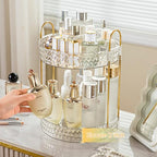 Rotating Makeup Organizer for Vanity, 2 Tier Perfume Skincare Storage for Women, Bathroom Counter Organizer, 360° Spinning Cosmetic Holder for Dresser Countertop, Clear - size: 2 Tier (Standard)