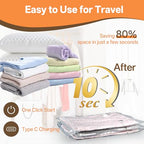 Vacuum Storage Bag with Rechargeable Cordless Pump, 18 Pack Vacuum Seal Space Saver Bags for Clothing Clothes Travel Home - size: 18 Bags with Cordless Pump