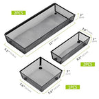Neudeco Drawer Organizer - 5 Pack Metal Mesh Silverware Tray with Interlocking Design, 5 Compartment Cutlery Organizer for Kitchen Utensils, Black (15x6.2x2 inches) - color: Black-5L pack