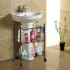 L&H UNICO Under Sink Organizers 2-Tier Removable Shelf Wire Storage Rack for Kitchen Bathroom with Towel Bar, Black