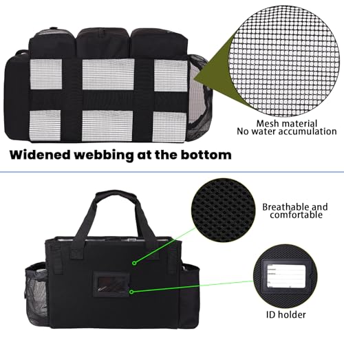 Large Wearable Cleaning Caddy Bag with Detachable Divider, Cleaning Organizer with Handles, Cleaning Supply Tote with Adjustable Shoulder Strap&Waist Belt for Cleaners & Housekeeper (Black) - color: Black