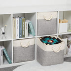 Bidtakay Fabric Basket Set - Large Square Organizer Bins, 13x13, Set of 3, White & Grey - color: White&Grey, size: 3 Pack-L Cube-13x13x13 In
