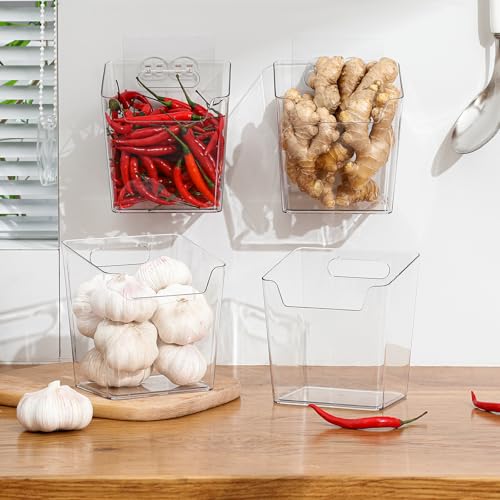 4 Pack Drink Packet Organizer, Clear Acrylic Cabinet Door Organizer Adhesive, Wall Mount Caddy Utensil Holder Floating Bin for Tea Bag Kcup Storage, Sewing Tools, Laundry Pods, Small Cleaning Supply - color: 4 Pack, size: Large