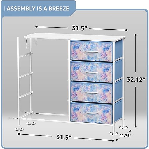 Sorbus Dresser with 8 Drawers - Furniture Storage Chest Tower Unit for Bedroom, Hallway, Closet, Office Organization - Steel Frame, Wood Top, Easy Pull Fabric Bins (8-Drawer, Blue) - color: Tie Dye Blue, size: 8 Drawer