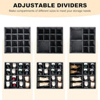 Fabric Shoe Organizer for Closet, Foldable Shoe Storage Bins with Clear Cover, Shoe Container with Adjustable Dividers, Fits up to 16 Pairs, Gray