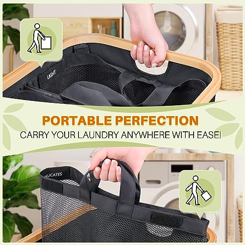 Laundry Hamper 3 Section, 145L Dirty Clothes Hamper with Lid, Extra Large Laundry Basket Organizer with Removable Inner Bags & Labels for Laundry Room, Bedroom, Dark Grey - color: Dark Grey, size: 145L