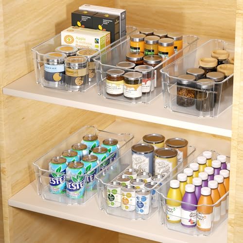 Clear Fridge Organizer, Refrigerator Organizer Bins with Handle, Freezer, Kitchen Cabinet, Pantry Organization, BPA Free Fridge Organizers (12.4 inch 4 Pack) - size: 12.4 inch 4 Pack