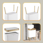 Procade Bathroom Trash Can with Lid, Plastic Garbage Can with Legs, 4 Gallon Gold Trash Bin with Push Button, Narrow White Trash Can Waste Basket for Bedroom, Living Room,Office，Dog Proof Trash Bin - color: White