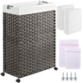 Greenstell Laundry Hamper with Wheels & Handles, 26.4 Gallon (100L) Slim Laundry Basket with 2 Removable Liner Bags & 2 Mesh Bags, Foldable Narrow Clothes Hamper for Bedroom, Bathroom, Closet, Grey - color: Grey, size: 100L (21.7 x 9.8 x 30.7 inches)