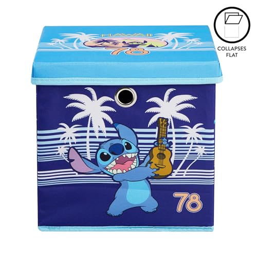 Lilo & Stitch Collapsible Storage Cube with Removable Lid,10"x10"x10" Fabric Organizer Bin for Kids’ Toys, Clothes & Accessories, Bedroom or Playroom Storage Box - color: Lilo and Stitch