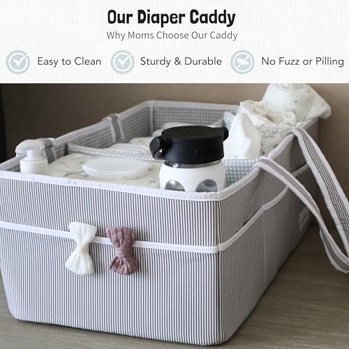 Lily Miles Baby Diaper Caddy - Organizer Tote Bag for Infant Boy or Girl - Baby Shower Basket - Nursery Must Haves - Registry Favorites - Newborn Caddie Car - Gray/Gray, Extra Large - color: Gray/Gray, size: Extra Large