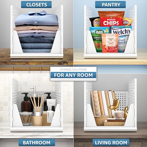 Sorbus Stackable Shelf Organizer Baskets – Plastic Closet Organizer for Clothes, Pantry, Bathroom, Kitchen & Garage – Open Front Storage Bins for Cabinets, Countertops & Under Shelf Organization - size: 3 XL