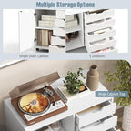 5-Drawer Wood Drawer Cabinet, Office Storage Cabinet with Adjustable Shelf & Wheels, Printer Stand for Home Office, White, 15.7" D x 30.7" W x 25.4" H - color: White