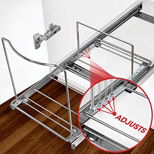 LYNK PROFESSIONAL® Pull-Out Trash Can Drawer – Sliding Organizer for Kitchen Cabinet or Under-Sink Use – Heavy Duty Storage Rack (Bin Not Included) - size: 10 inch wide x 20 inch deep
