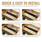 RAPTUROUS Adjustable Drawer Dividers 8 Pack, 4” High, 11-17” Long, Dresser Drawer Organizer for Bedroom, Closet, Kitchen, Nursery, Office, Strong Hold, Soft Foam Edges, Black - size: 4" Tall, 11"- 17" Long