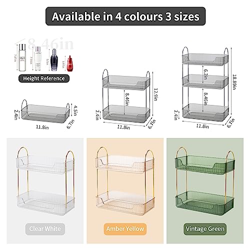 Akinbas 2 Tier Bathroom Organizer Countertop Makeup Perfume Tray Skincare Organizer for Bathroom Dresser Vanity (Grey) - color: Misty Grey, size: 2 Tier