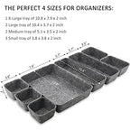 Newthinking Desk Drawer Organiser Trays, 8 Pack Square Organizer Box Stackable Dividers, Save Desk Space Dividers Box for Home Office Cosmetics Storage Boxes (Dark Gray)