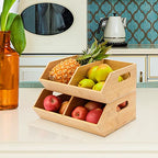 2 Set Bamboo Storage Bin, Pantry Organization and Storage Baskets, Kitchen Organization, Potato and Onion Storage Bin - Ideal for Pantry, Countertop, and Vegetable Storage