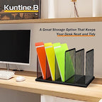 Kuntine.B Desk File Organizer Upright Mesh Desktop Organizer File Sorter Office Organization File Holder for Home, Office & Classroom (Black, 2 Pack 5-Section)