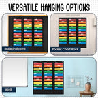 Essex Wares - 30 Pocket File Pocket Chart, Black, 42" Wide x 47" Tall - Versatile Wall Hanging File Folder Organizer for Classroom, Office, Home, and More - Wall Folder Organizer - 30 Pockets - size: 30 Pocket