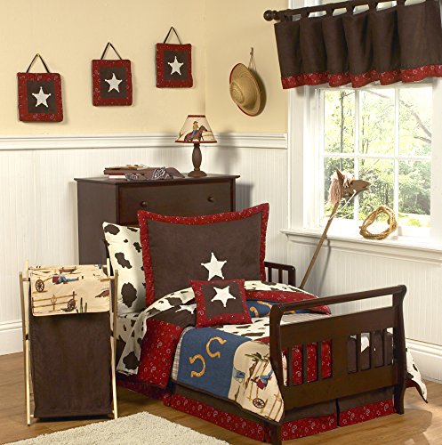 Sweet Jojo Designs Tan and Red Cowboy Foldable Fabric Storage Cube Bins Boxes Organizer Toys Kids Baby Childrens for Wild West Collection Set of 2 - color: Western