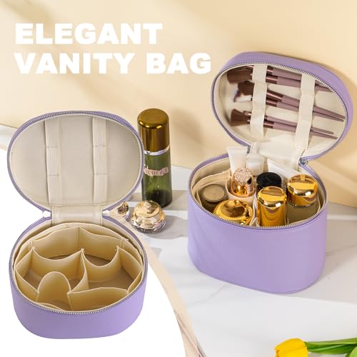 Makeup Bag Vanity Case Cosmetic Bag with Removable Divider Travel Toiletry Bag for Women Portable Make up Box Organizer, Purple - color: Purple