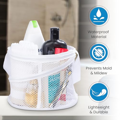 Handy Laundry Portable Shower Caddy – Collapsible Mesh Organizer with Handle, Quick Dry Drainage, Large Compartments for Dorm, Gym, Travel, College Essentials, White - color: White, size: Small