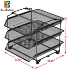 Deco Brothers Stackable Sliding Letter Tray Paper Organizer, 3 Tier, Black