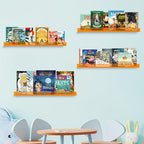 Dezzer 4 Pack Acrylic Shelves for Wall, 15" Acrylic Floating Shelves for Bathroom Bedroom, Invisible Bookshelf Wall Ledge Storage Shelf Books Perfume Toys Action Figure Display Shelves, Clear Orange - style: 15 inch 4-pack Orange