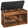HOOBRO Shoe Storage Bench with Cushion, 32.3'' Entryway Bench with Lift Top Hidden Storage and Adjustable Shelves, Wooden Shoe Rack Bench for Entryway Bedroom, Rustic Brown and Black BF40HX01 - color: Rustic Brown + Black