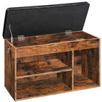 HOOBRO Shoe Storage Bench with Cushion, 32.3'' Entryway Bench with Lift Top Hidden Storage and Adjustable Shelves, Wooden Shoe Rack Bench for Entryway Bedroom, Rustic Brown and Black BF40HX01 - color: Rustic Brown + Black