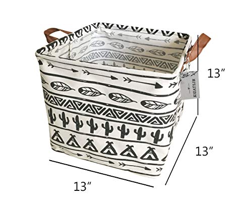 Storage Basket Fabric Organizer Bin for Toys, Books, Clothes, Pets,Perfect for Bedroom/Office/Nursery/Shelves (Black) - color: Black Cactus