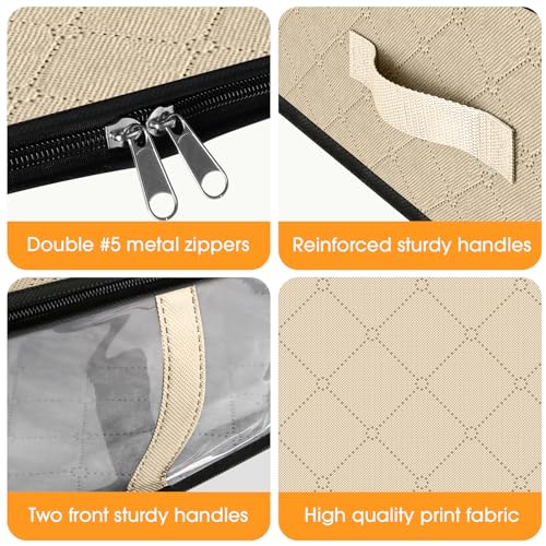 StorageRight Under Bed Storage Bags 4 Pack, 40L Large Clothes & Comforter Storage Containers with Clear Window, Breathable Fabric Organizer for Blankets, Bedding, Seasonal Clothing, Beige - color: Beige, size: 4 Pack