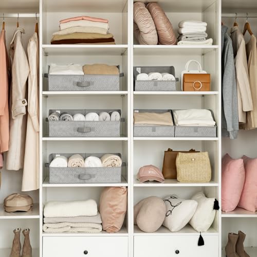 GRANNY SAYS Purse Organizer for Closet, Trapezoid Storage Bins, Closet Shelf Organizer, Storage Baskets for Shelves, Fabric Clothing Organizer, Closet Organizers and Storage, Gray, 3-Pack - color: Ash Gray, size: 19¾"L x 11"W x 7¾"H