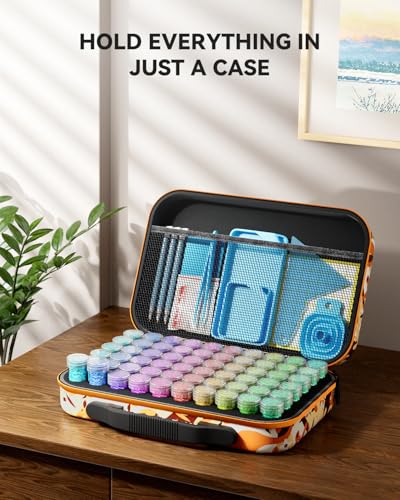 ARTDOT 60 Slots Storage Container for Diamond Art Kits for Adults,Portable Bead Storage Boxes for Diamond Painting Accessories and Tools - color: Orange, size: Medium