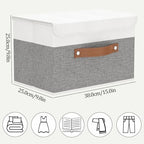 OUTBROS Foldable Storage Boxes, Large Linen Fabric, 15 x 9.8 x 9.8 inch, White/Grey, 3-Pack - color: White/Grey, size: 15x9.8x9.8in(3-pack)