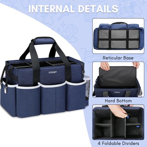 Ytonet Wearable Cleaning Caddy Bag, Large Cleaning Supplies Organizer with 4 Foldable Dividers, Kitchen Caddy Organizer with Handle & Adjustable Shoulder Straps for Cleaners & Housekeeper, Blue - color: Blue, size: Large