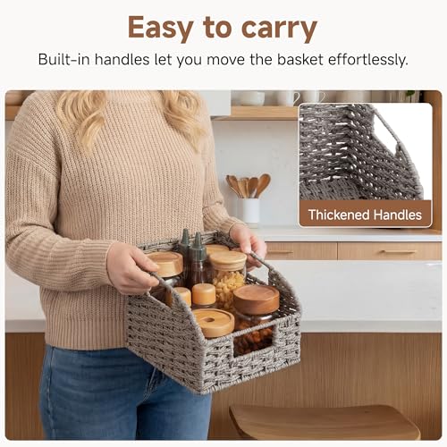 StorageWorks Wicker Baskets for Organizing, Pantry Organizers and Storage, Round Paper Rope Storage Basket for Pantry Shelves, Gray, 2 Pack - color: Gray(Paper Rope), size: 2x 8½"L x 10"W x 7½"H
