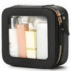 Aveniee Mini Clear Makeup Bag, Small Cosmetic Bags Travel Toiletry Pouch Organizer, TSA Approved Make up Case with Zipper, Car Bag for Essentials,Black - color: Black, style: Mini Chic