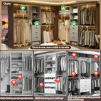 iSunirm 8FT Closet System, 96'' Closet Organizer System with 3 Hanging Rods, Wall Mount Bedroom Wardrobe with 3 Drawers Walk-in Closet, Adjustable Cloth Garment Rack from 5 to 8FT (Cut to Fit), Grey - color: Grey