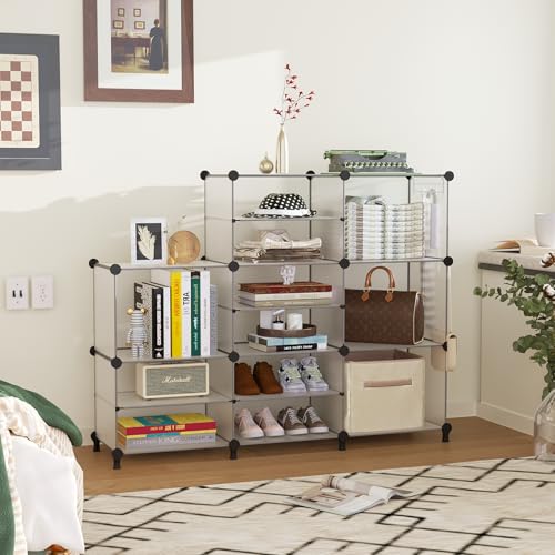 AWTATOS Closet Organizer 8 Cube Storage Shelves Clothes Organizers Closet Storage Stackable Cubby Shelving for Closet Bedroom Living Room Translucent - color: Translucent